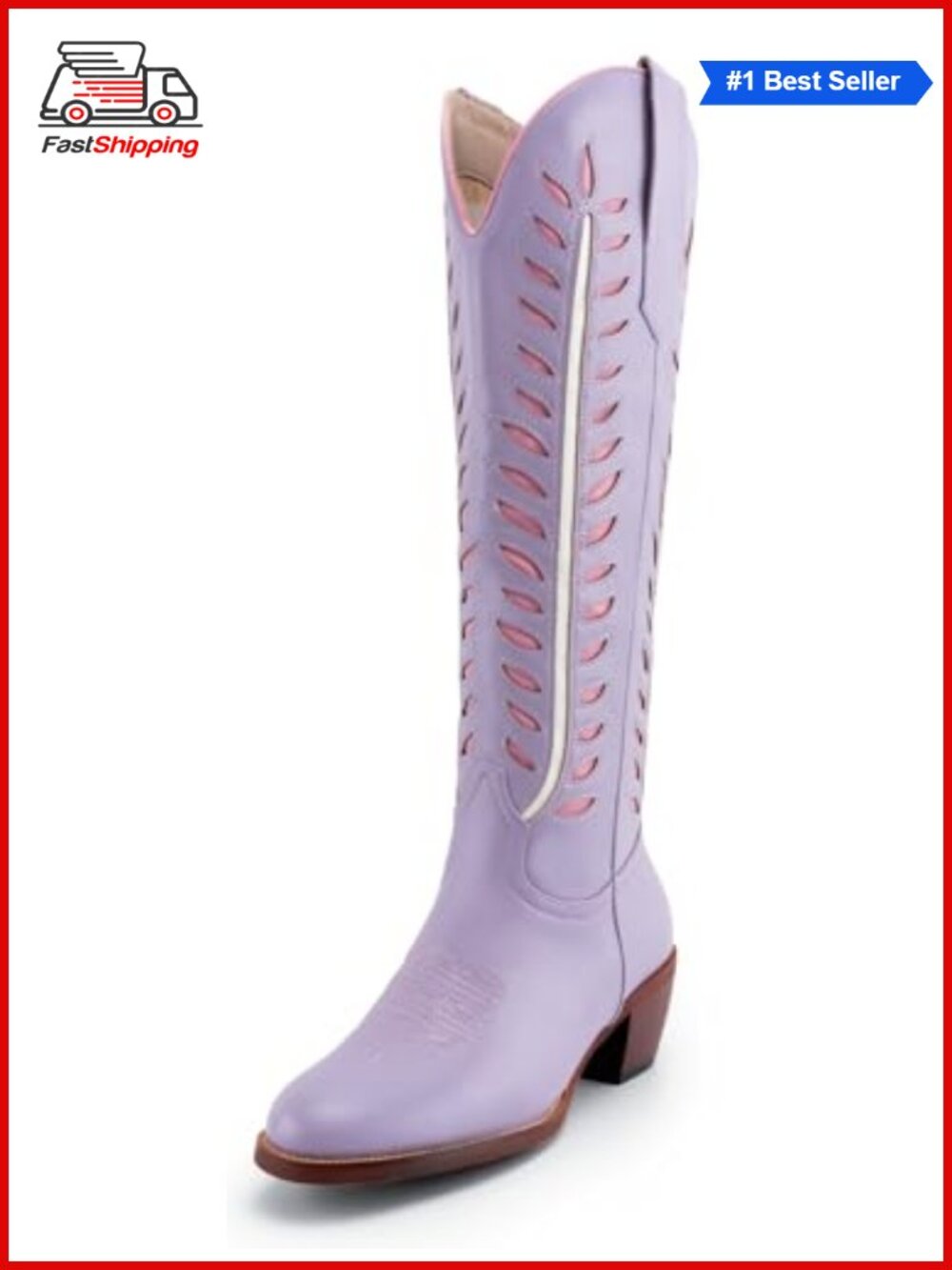 SIFINELAR Women's Cowboy Boots Knee High Round Toe 2 Inch Chunky Heel